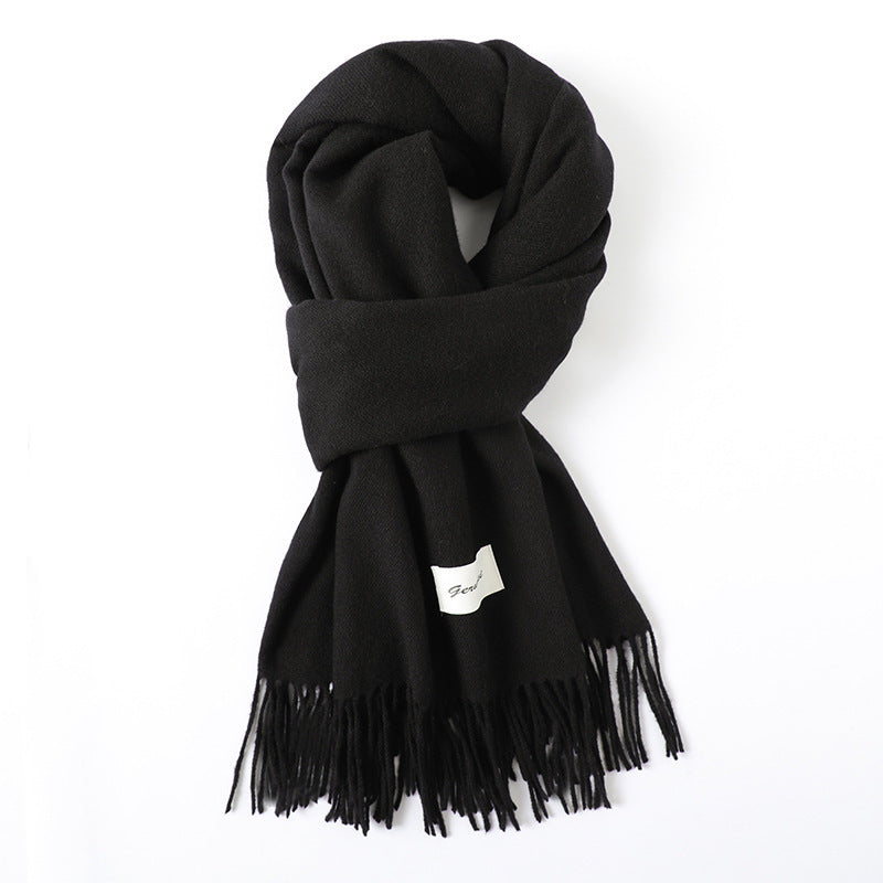 Simple Tassel Shawl Warm Artificial Cashmere Scarf