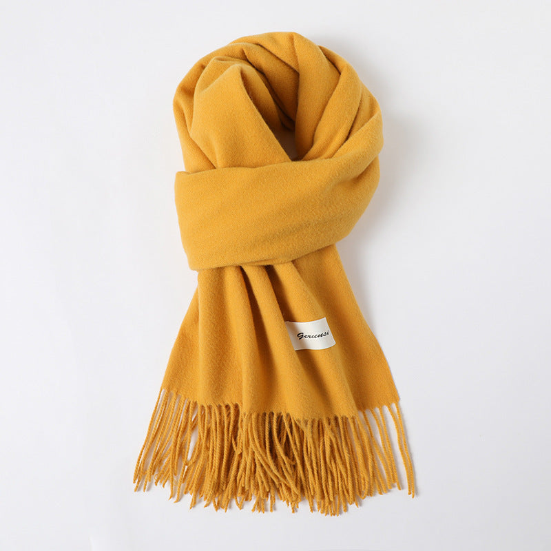 Simple Tassel Shawl Warm Artificial Cashmere Scarf