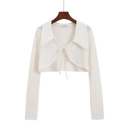 Polyester Small Fragrance Thin Short Outer Cardigan