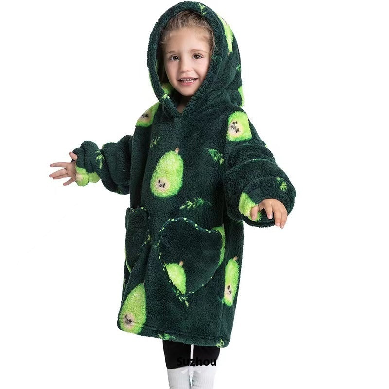 The Lazy Blanket: Oversized Cotton Velvet Hooded Blanket