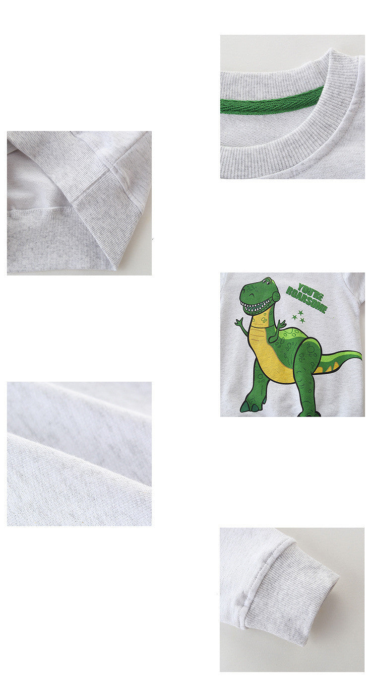 Prehistoric Motif Cotton Graphic Sweatshirt