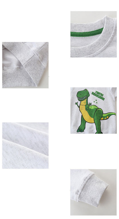 Prehistoric Motif Cotton Graphic Sweatshirt