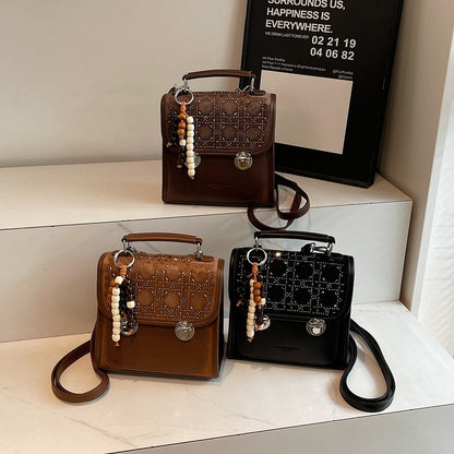 Bag Messenger Bag Women's Simple Small Square Bag Texture Backpack