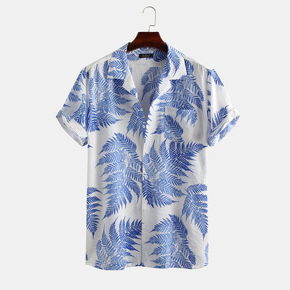 Cotton Linen Hawaiian Printed Cardigan Short Sleeve