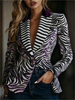 Casual Retro Stand Collar Coat With Print Pattern