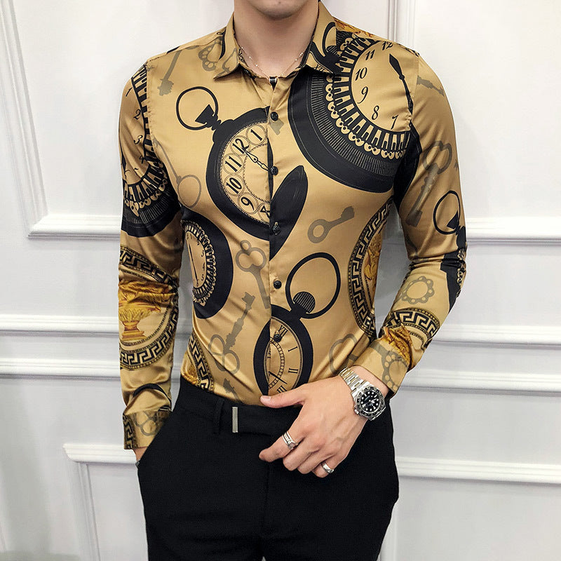 Deep Black Rose Pattern Digital Print Long Sleeve Shirt
