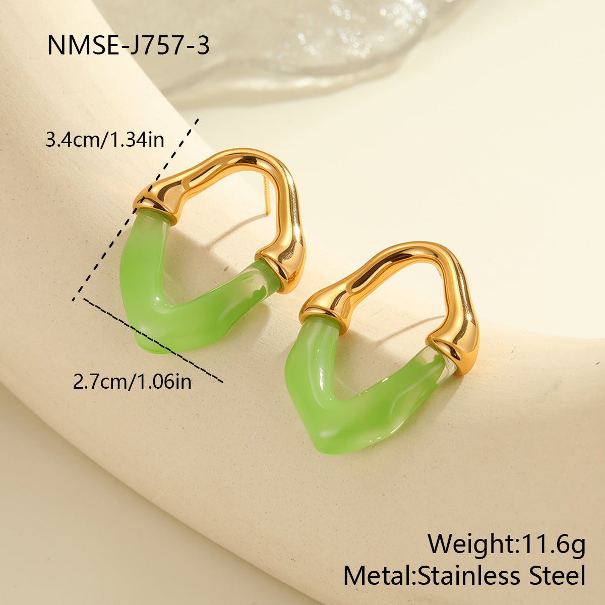 Color Resin Stitching Stainless Steel Earrings