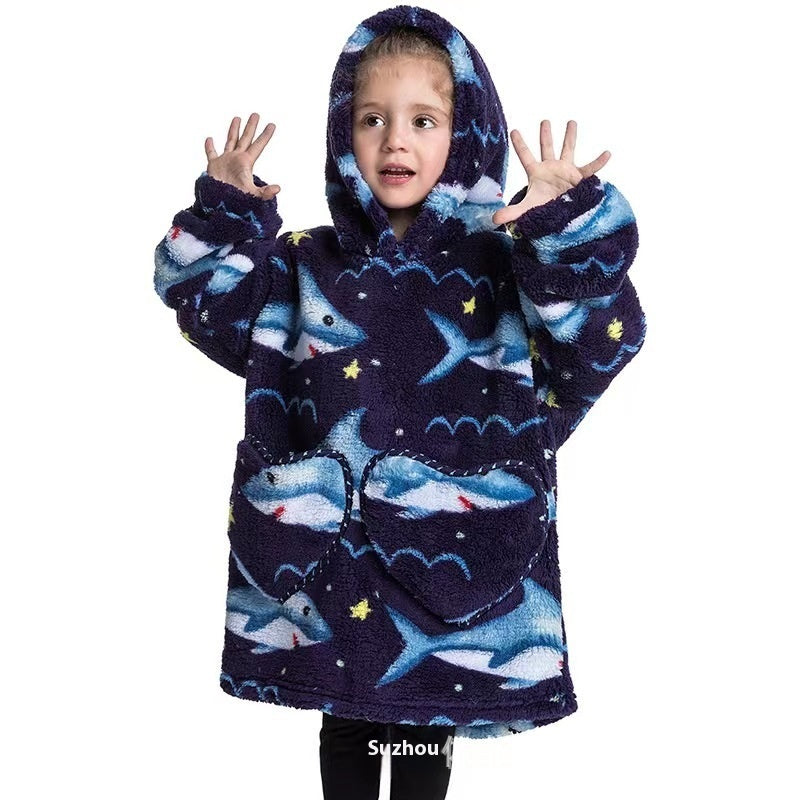 The Lazy Blanket: Oversized Cotton Velvet Hooded Blanket