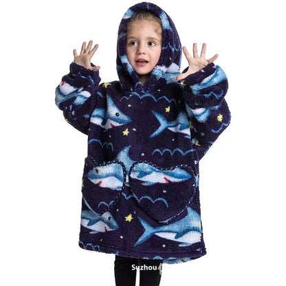 The Lazy Blanket: Oversized Cotton Velvet Hooded Blanket