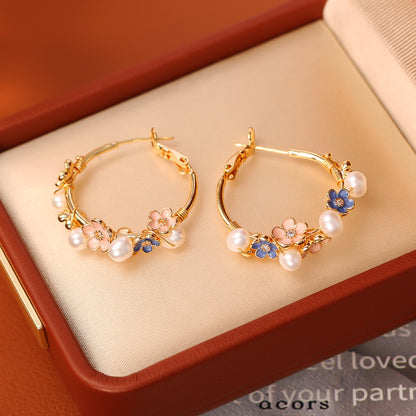 Natural Freshwater Pearl Flower Earrings Affordable Luxury Fashion High Sense