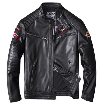 Mens Stand Collar Motorcycle Jacket Coat Bold Minimalist Profile