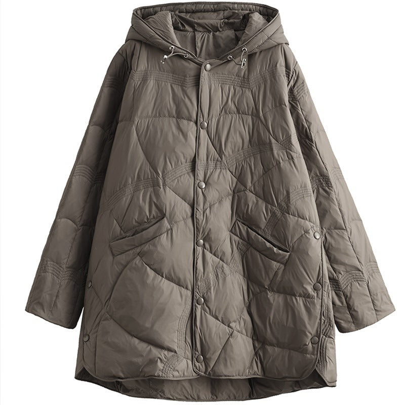 Women's Warm Single-breasted White Duck Down Jacket