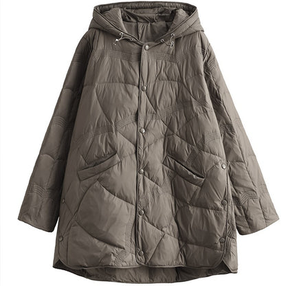Women's Warm Single-breasted White Duck Down Jacket