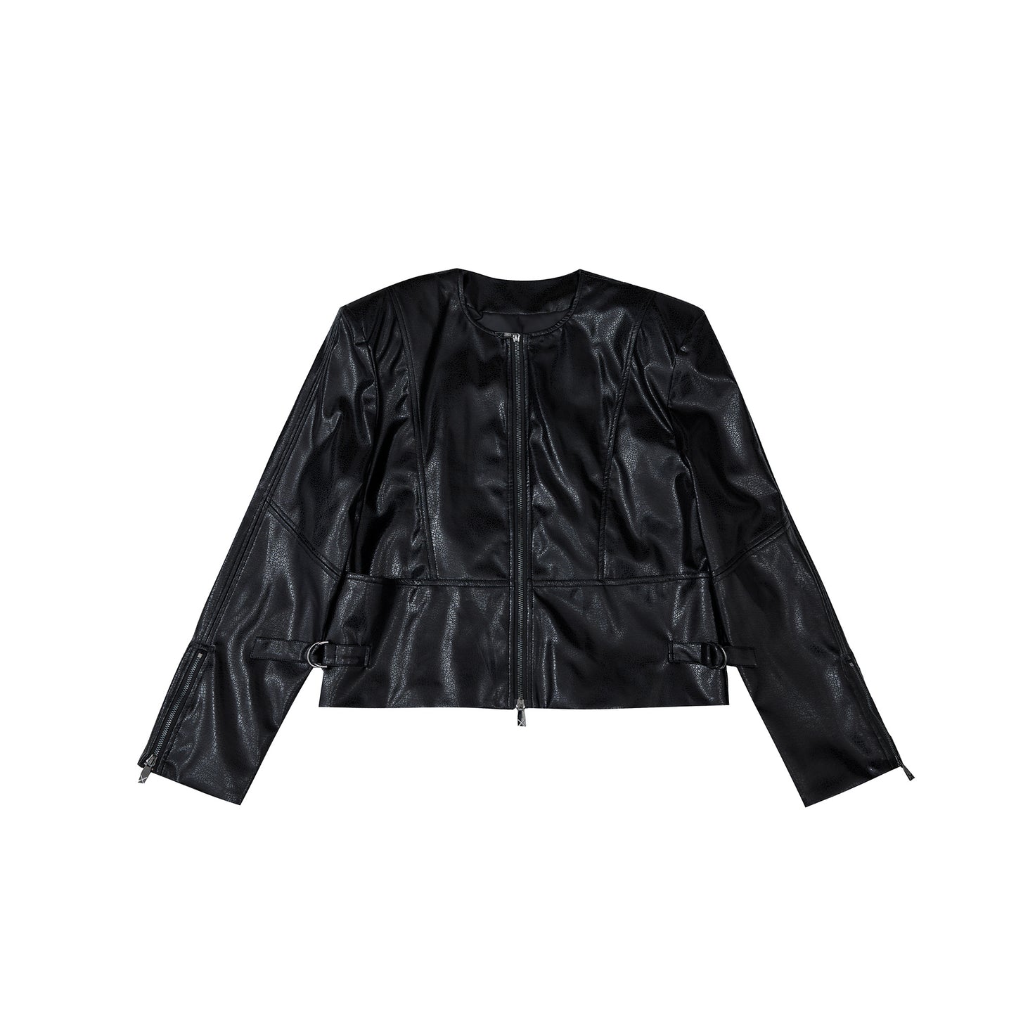 Texture Sense Padded Shoulder Leather Coat Men Sculpted Silhouette