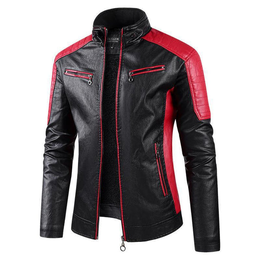 European Size Autumn Winter Leisure Leather Mens Coat Fleece-Lined Continental Comfort