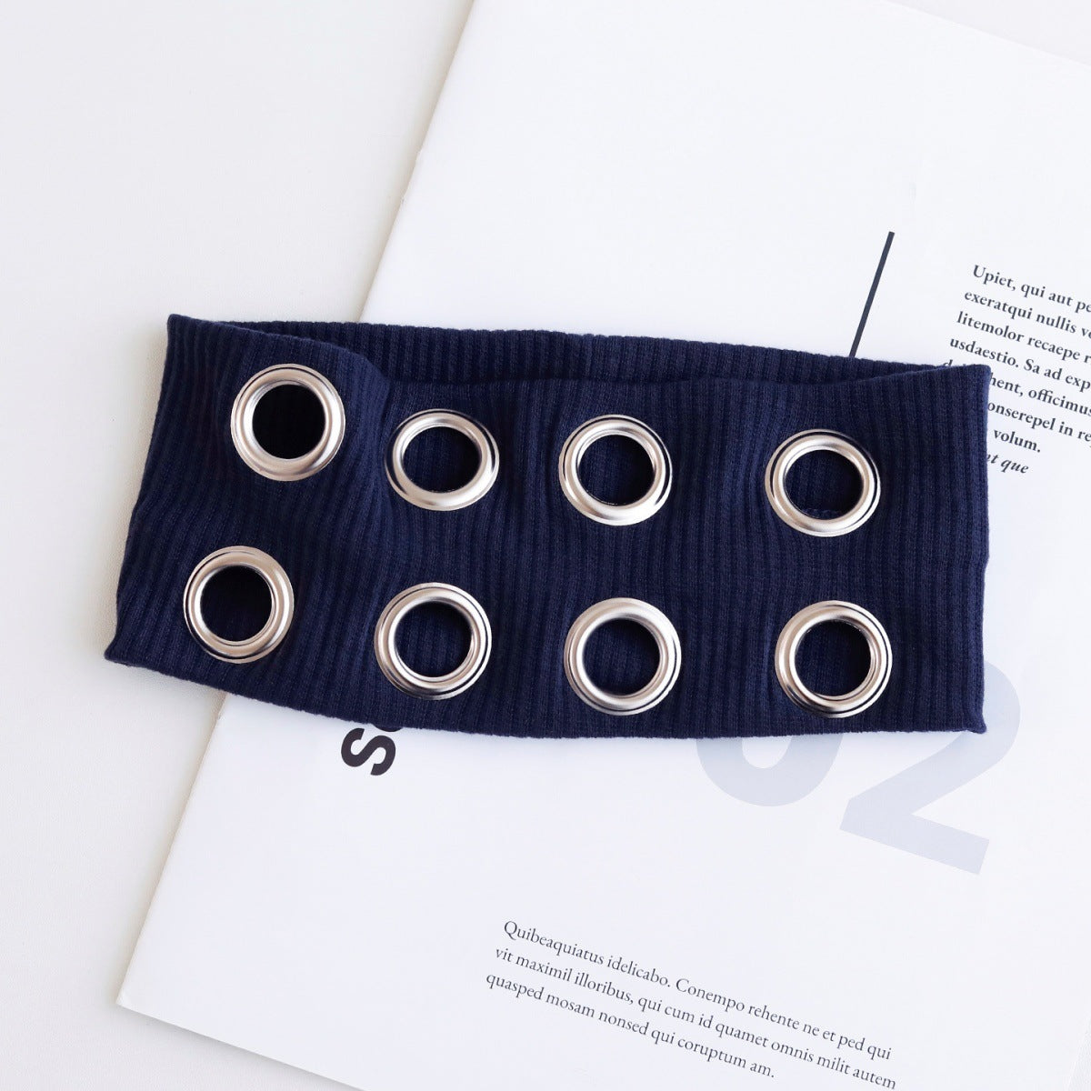 Hot Girl Metal Round Hole Hollow Out Elastic Ribbon Vintage Headwear