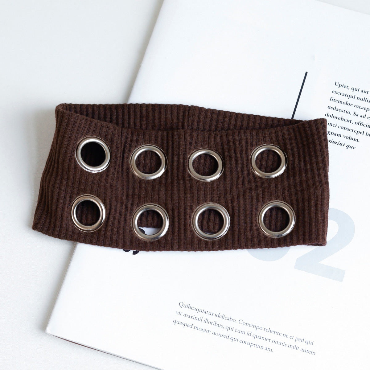 Hot Girl Metal Round Hole Hollow Out Elastic Ribbon Vintage Headwear