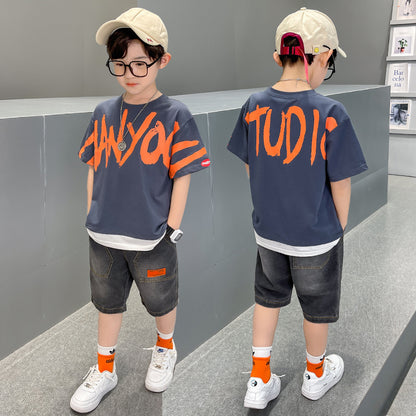 The Trendy Kinetic: Big Boy’s Short-Sleeve Trendy Suit T-Shirt