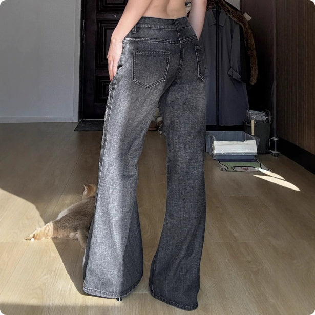 Dark Style Vintage Printed Washed Old Skinny Jeans