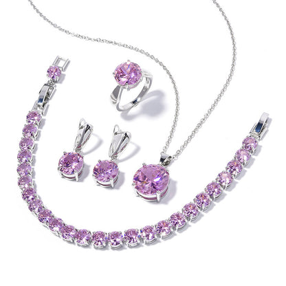 Geometric Round Earrings Ring Bracelet Necklace Ornament Suit