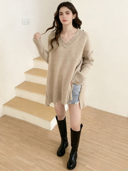Knitwear Women's V-neck Plus Size Fashion Pullover Sweater