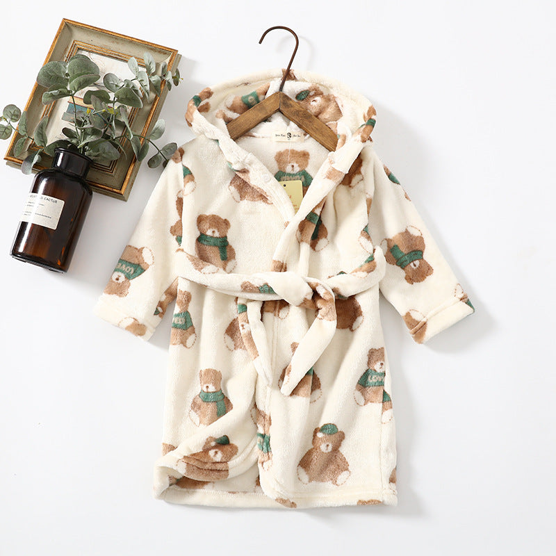 The Coral Night: Children’s Flannel Hoodie Night-Robe
