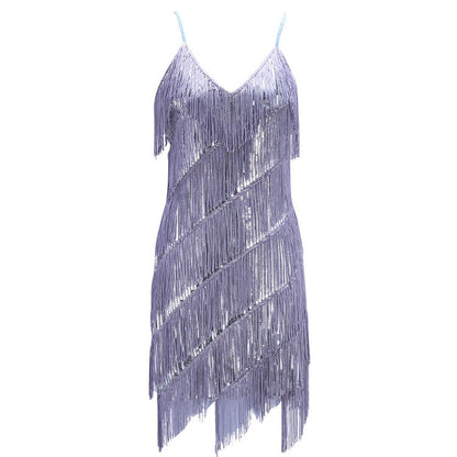 Dance Costume Sequined Tassel Dress