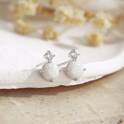 S925 Sterling Silver Opal Earrings Female Minority All-match