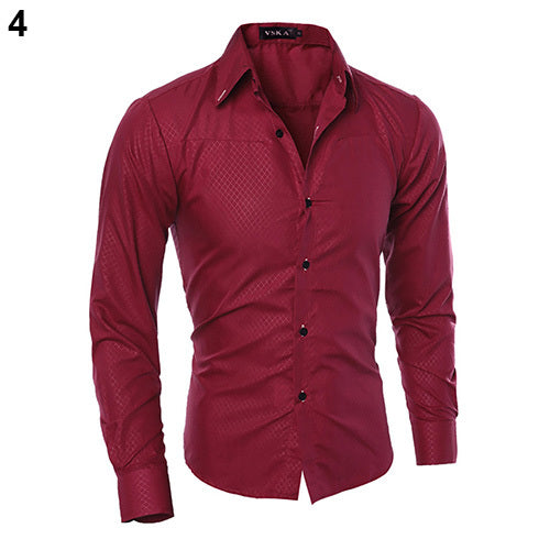 Dark Plaid Solid Color Long-Sleeve Business Shirt Executive Poise