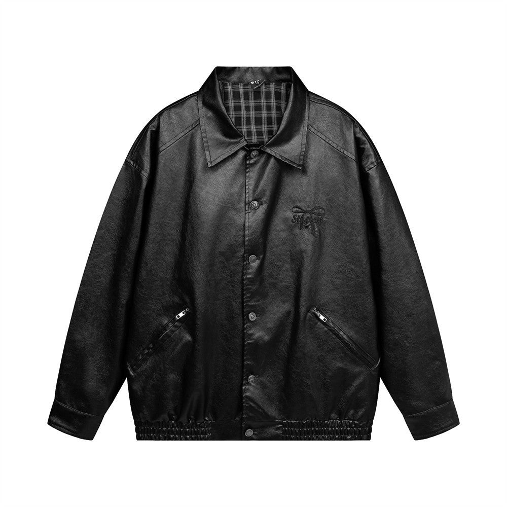Mens Leather Coat Brand Zipper Signature Craftsmanship
