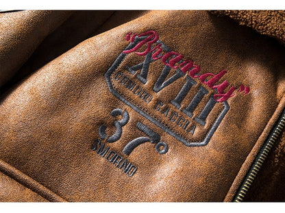 Lambswool Fleece-Lined Thickened Suede Fabric Jacket Plush Elegance
