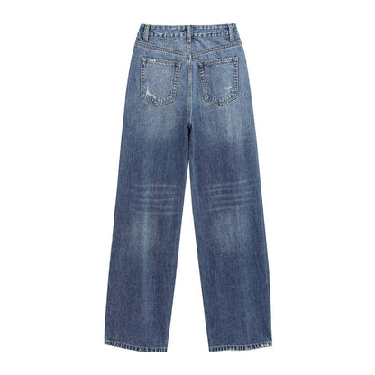 Women's European And American Style Animal Print Wide Leg Jeans