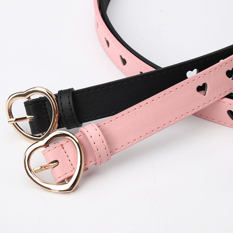 All-match Punch-free Hollowed Heart Shape Belt Ladies