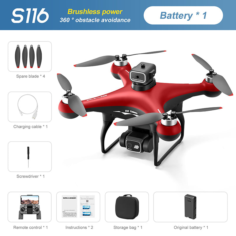 S116 Brushless Drone With Four-Way Obstacle Avoidance, HD Aerial Photography, Optical Flow Positioning, Remote Control, Long Battery Life