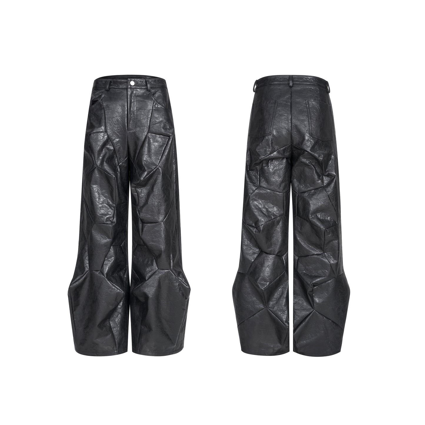 Special-Shaped Deconstruction Stitching PU Leather Pants Mens Autumn Avant-Garde Innovation