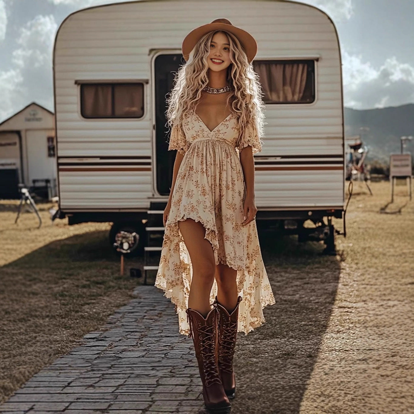 Irregular Dress Women's Vacation Regular Sleeve