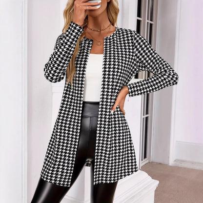 Spring And Autumn Two Seasons Women's Printed Coat Round Neck Small Suit
