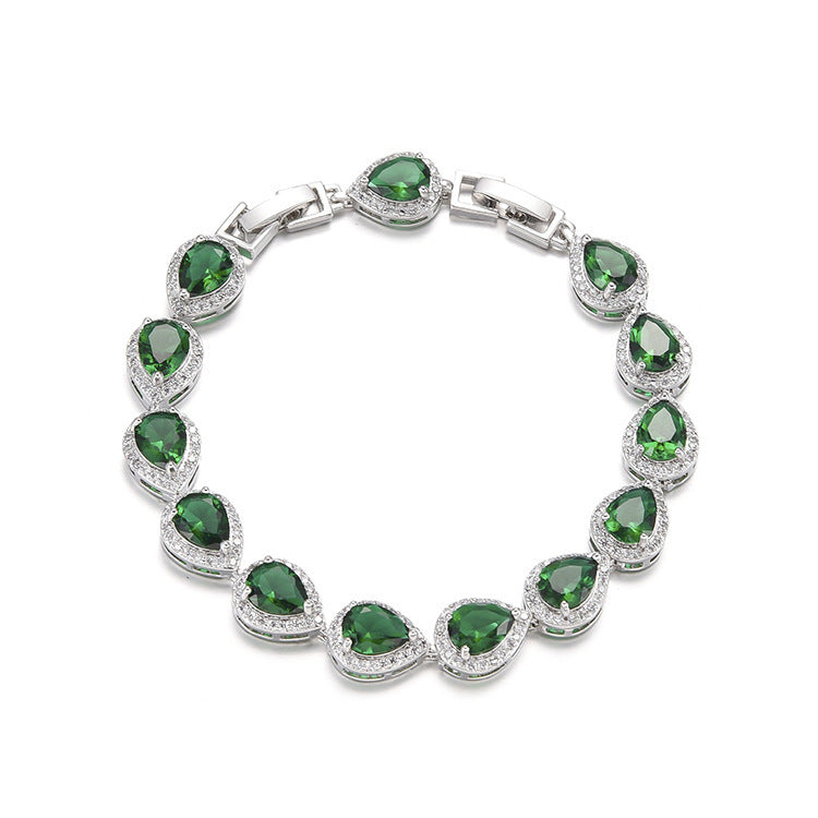 Water Drop Long Necklace Earring Ring Bracelet Ornament Suit