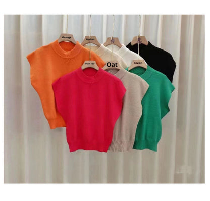 Half Turtleneck Knitted Bottoming Shirt Sleeveless Inner Match