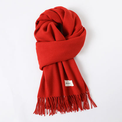 Simple Tassel Shawl Warm Artificial Cashmere Scarf