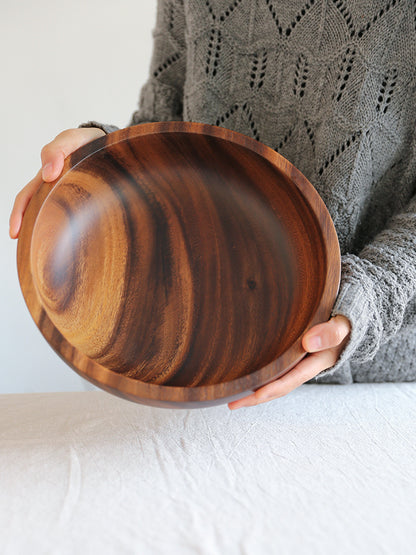 Handcrafted Natural Wooden Salad & Fruit Bowl | Rustic Home & Restaurant Food Serving Bowl
