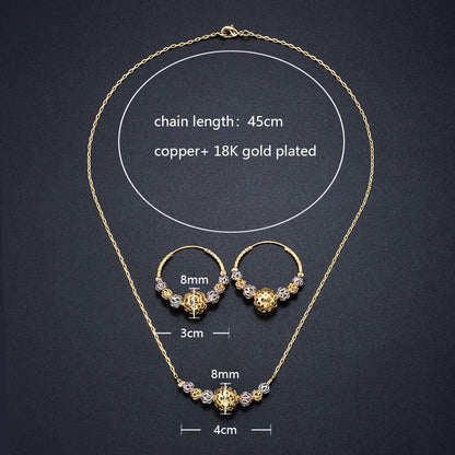 Multicolor Cutout Round Beads Necklace And Earrings Suite Necklace Jewelry