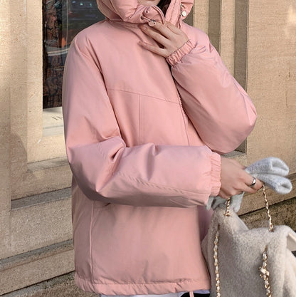 Fashion Double Zipper Hooded Quilted Women's All-match Outdoor Jacket Women