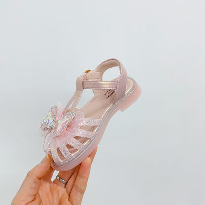 Sweet Western Style Mermaid Tail Bowknot Baby Hollow Out Bird's Nest Sandal