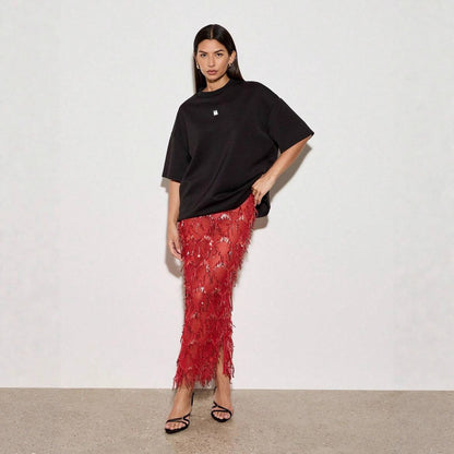 Sexy Sequined Tassel Sequins Skirt