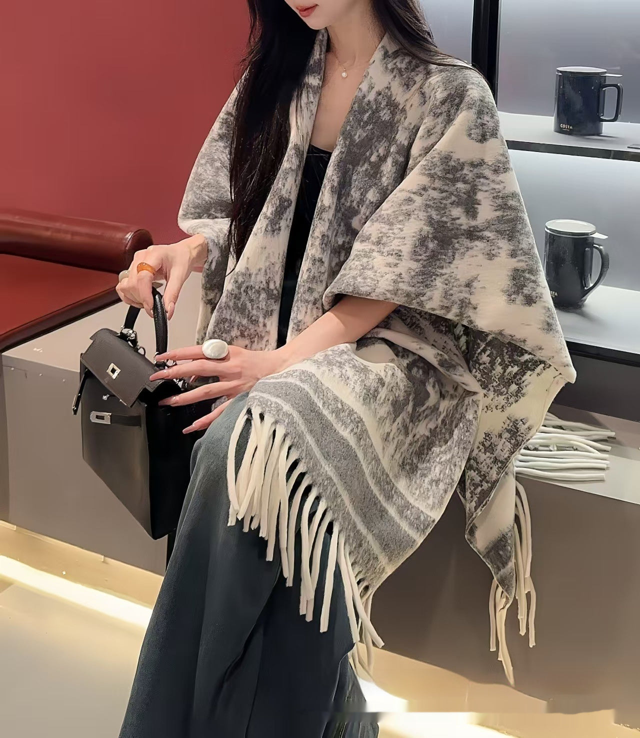 Women's Fashion Personalized Tassel Scarf Cape