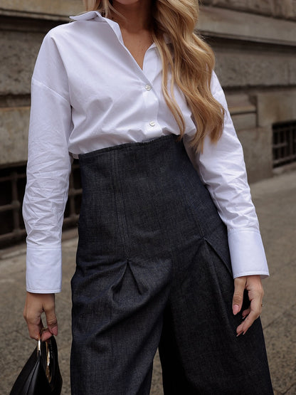 Elegant High-waist Wide-leg Jeans