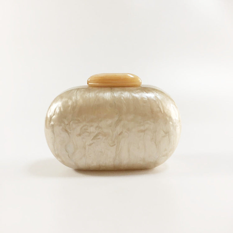 Women's Oval Acrylic Solid Color Pearly Evening Bag