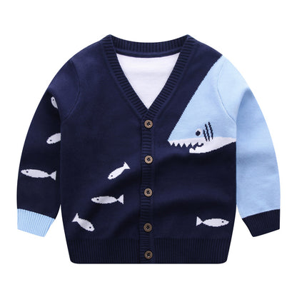V-Neck Single-Breasted Small Fish Cardigan