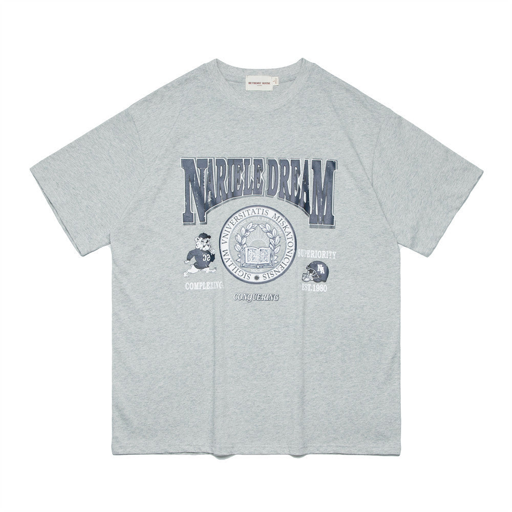 Cartoon Letter Print Short-sleeved T-shirt For Men